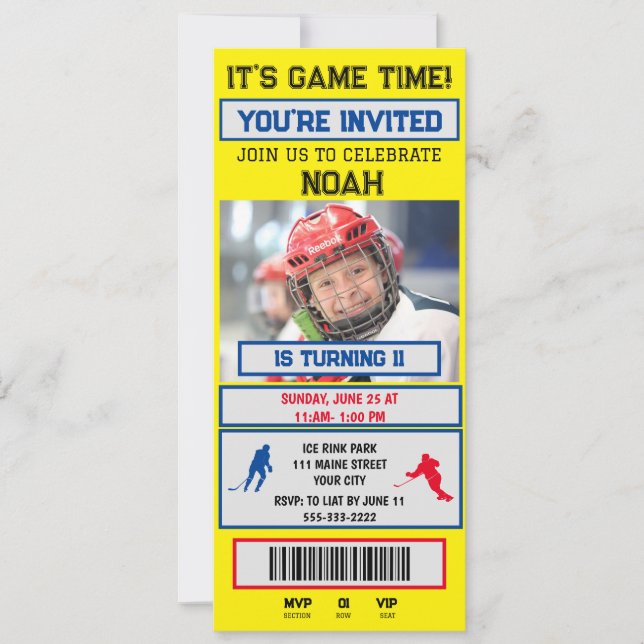  Hockey Ticket Birthday Party Invitation (Front)