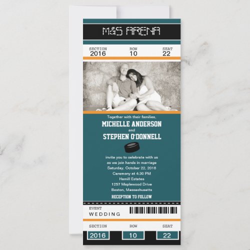 Hockey Ticket Wedding Invitation