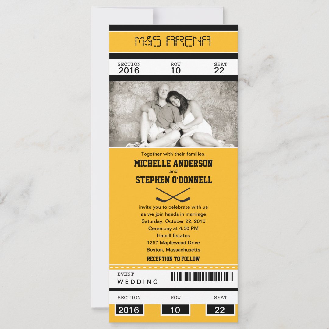 Hockey Ticket Wedding Invitation Zazzle