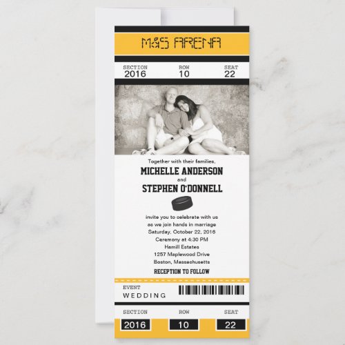 Hockey Ticket Wedding Invitation