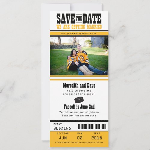 Hockey Ticket Wedding Save the Date