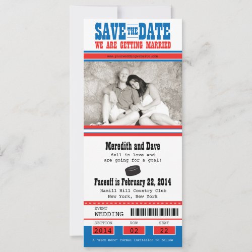 Hockey Ticket Wedding Save the Date