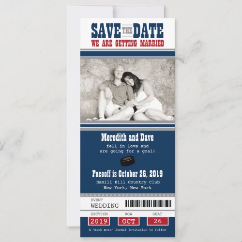 Hockey Ticket Wedding Save the Date