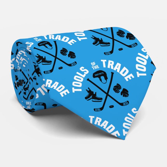 Hockey Tools of the Trade on blue Neck Tie (Rolled)