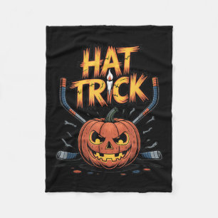 Hockey Trick Halloween Soky Pumpkin Ice Hockey Hal Fleece Blanket