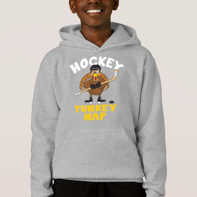 Hockey Turkey Nap Thanksgiving Hoodie (Front)