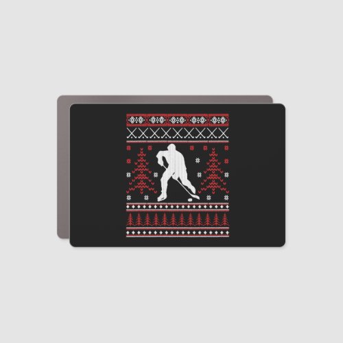 Hockey Ugly Christmas Sweater Gift  Car Magnet