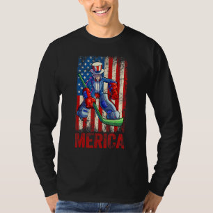 Hockey Uncle Sam 4th Of July Boys Men American Usa T-Shirt