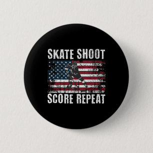 Hockey Usa American Flag Funny Fourth Of July Hock Button