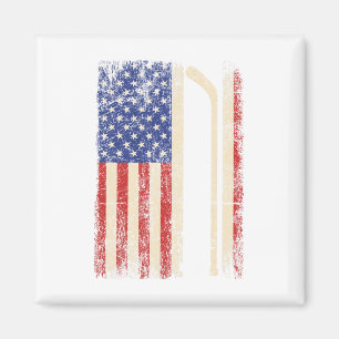 Hockey Usa American Flag Hockey Stick Ice Hockey D Magnet