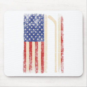 Hockey Usa American Flag Hockey Stick Ice Hockey D Mouse Pad