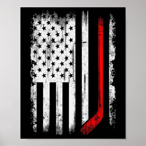Hockey Usa American Flag Patriotic Hockey Player  Poster