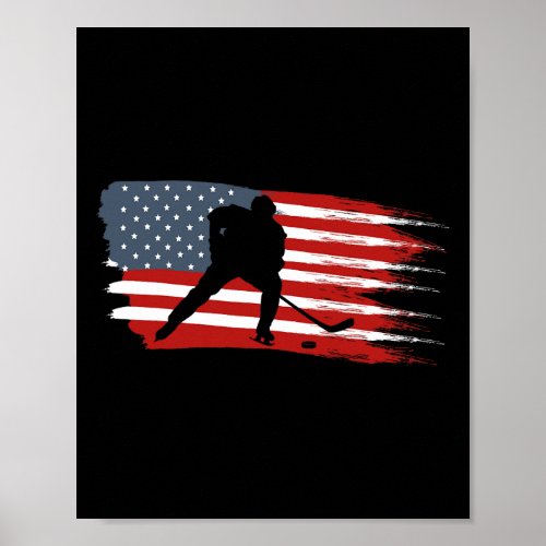 Hockey Usa Flag American Flag Patriotic Ice Hockey Poster