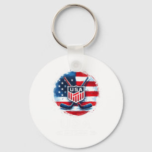 Hockey Usa Go Usa Team Usa Flag 2026 Hockey Keychain