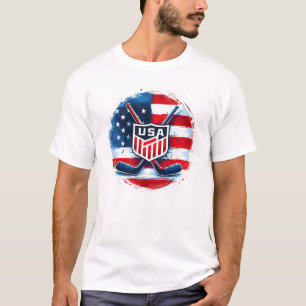 Hockey Usa Go Usa Team Usa Flag 2026 Hockey T-Shirt