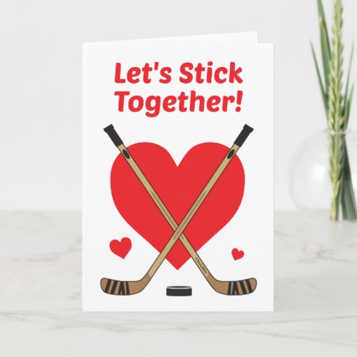 Hockey Valentines Day Card _ Lets Stick Together