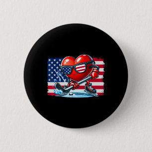 Hockey Valentines Day Valentine Us Flag Sungles Pa Button
