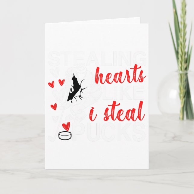 Hockey Valentines Stealing Hearts Like I Steal Puc Card (Front)