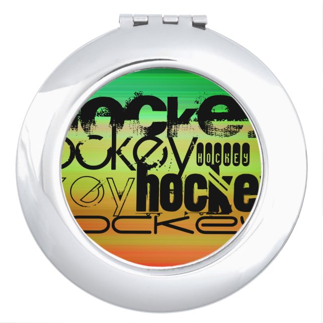 Hockey; Vibrant Green, Orange, & Yellow Vanity Mirror (Front)
