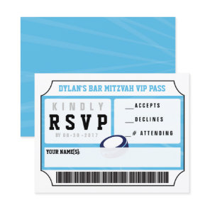 HOCKEY VIP REPLY CARD Bar Bat Mitzvah Invitation