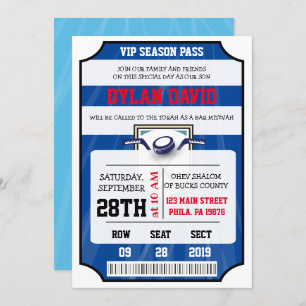 HOCKEY VIP TICKET Bar Bat Mitzvah Invitation