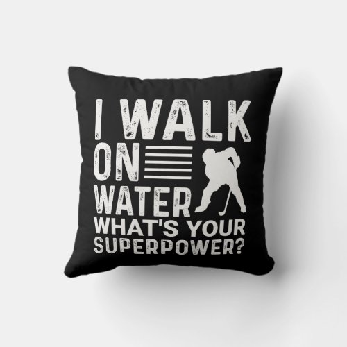 Hockey Walk on Water Throw Pillow