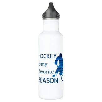 Hockey Water Bottle Favorite Season blue lines