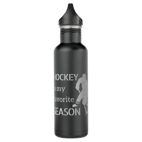 Hockey Water Bottle Favorite Season silver
