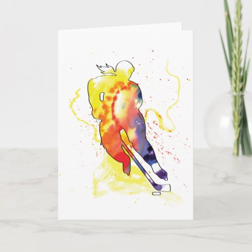 Hockey Watercolor Greeting Card