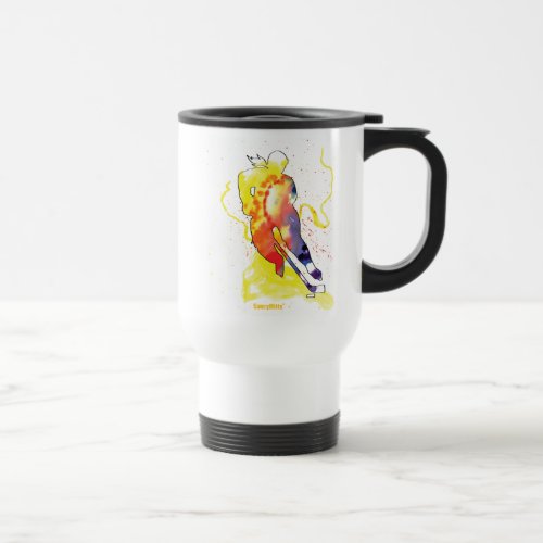 Hockey Watercolor Travel Mug