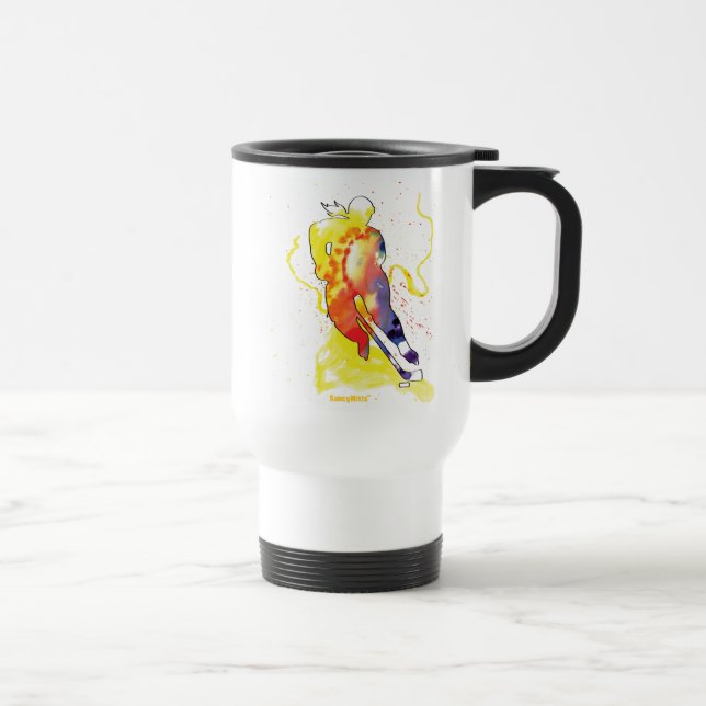 Hockey Watercolor Travel Mug (Right)