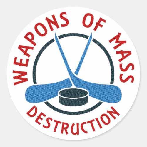 Hockey Weapons of Mass Destruction Classic Round Sticker