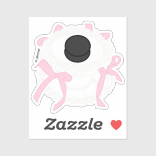 Hockey White Vintage Round Cake With Pink Bows Sticker