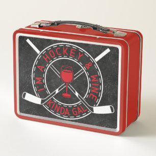 Hockey & Wine Kinda Gal Lunch Tin Metal Lunch Box