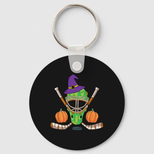 Hockey Witch Hat Lazy Halloween Costume Funny Spor Keychain