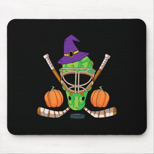 Hockey Witch Hat Lazy Halloween Costume Funny Spor Mouse Pad