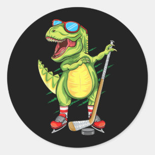 Hockeysaurus Dinosaur Sports Lovers Dabbing T Rex Classic Round Sticker