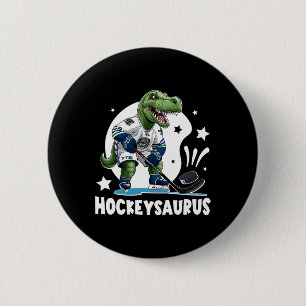 Hockeysaurus Funny Dinosaur Hockey Kids Hockey Boy Button