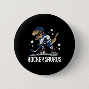 Hockeysaurus Funny Dinosaur Hockey Kids Hockey Boy Button