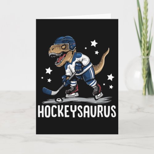 Hockeysaurus Funny Dinosaur Hockey Kids Hockey Boy Card