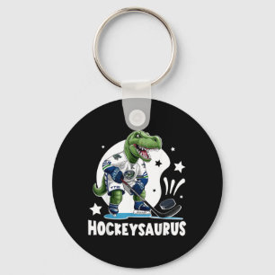 Hockeysaurus Funny Dinosaur Hockey Kids Hockey Boy Keychain