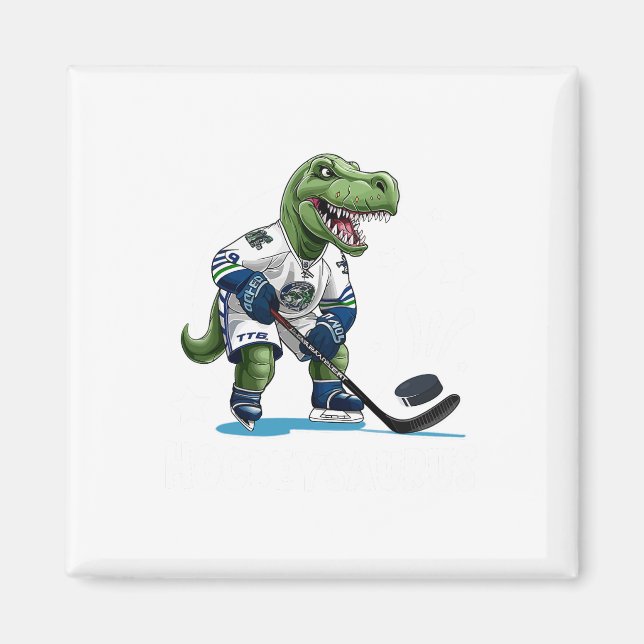 Hockeysaurus Funny Dinosaur Hockey Kids Hockey Boy Magnet (Front)