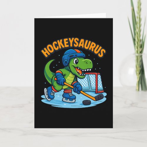 Hockeysaurus Funny Dinosaur Ice Hockey Kids  Card