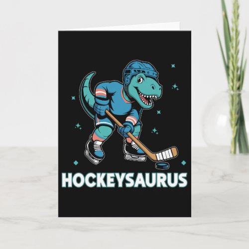 Hockeysaurus Funny Dinosaur Trex Hockey Kids Hocke Card