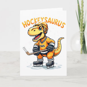 Hockeysaurus Funnydinosaur Hockey Kids Hockey Boy Card