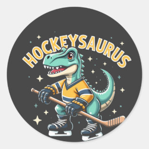 Hockeysaurus Ice Hockey Dinosaur Lovers  Classic Round Sticker