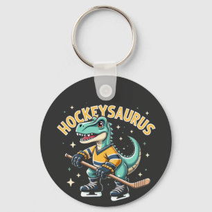 Hockeysaurus Ice Hockey Dinosaur Lovers  Keychain