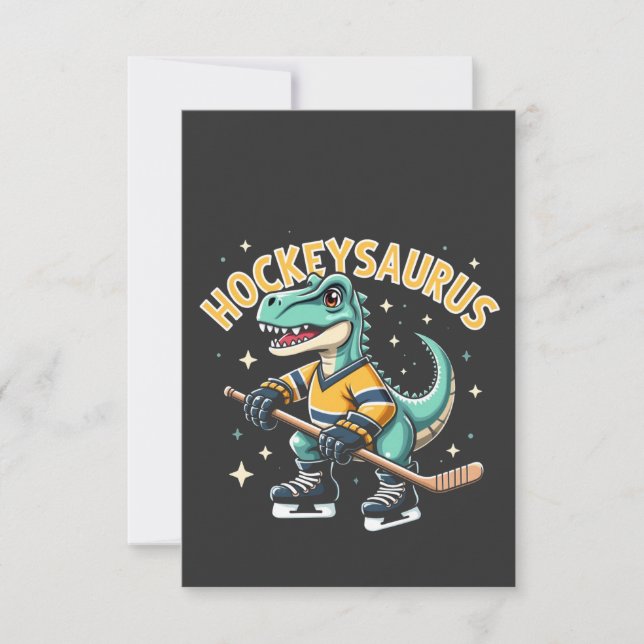 Hockeysaurus Ice Hockey Dinosaur Lovers  Thank You Card (Front)