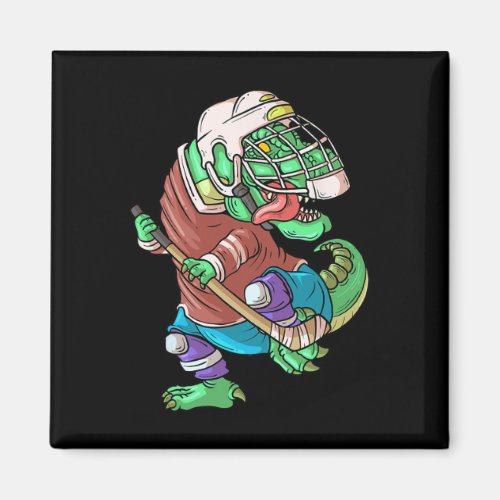 Hockeysaurus Kids T-rex Dinosaur With Ice Hockey S Magnet