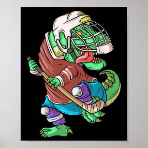 Hockeysaurus Kids T-rex Dinosaur With Ice Hockey S Poster